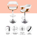 4x Artiss Bar Stools Gas Lift Leather with Armrest White