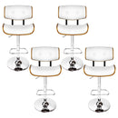 4x Bar Stools Gas Lift Leather White