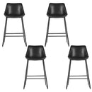 4x Bar Stools Leather Padded Metal Legs Black