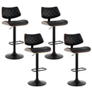 4x Bar Stools Kitchen Dining Chairs Gas Lift Stool Wooden Leather Black