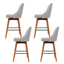 4x Bar Stools Swivel Seat Wooden Grey