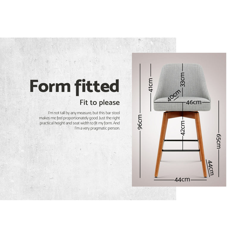 4x Bar Stools Swivel Seat Wooden Grey