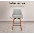 4x Bar Stools Swivel Seat Wooden Grey