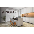 4x Bar Stools Linen Padded Wooden Grey