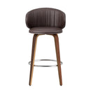 4x Bar Stools Dining Chairs Contoured Leather Wood Stool