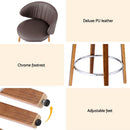 4x Bar Stools Dining Chairs Contoured Leather Wood Stool