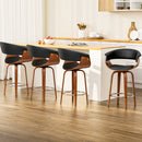 4x Bar Stools Swivel PU Seat Wooden