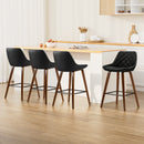 4x Bar Stools PU Seat Wooden