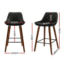 4x Bar Stools PU Seat Wooden