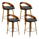4x Bar Stools Swivel Seat Curving Backrest