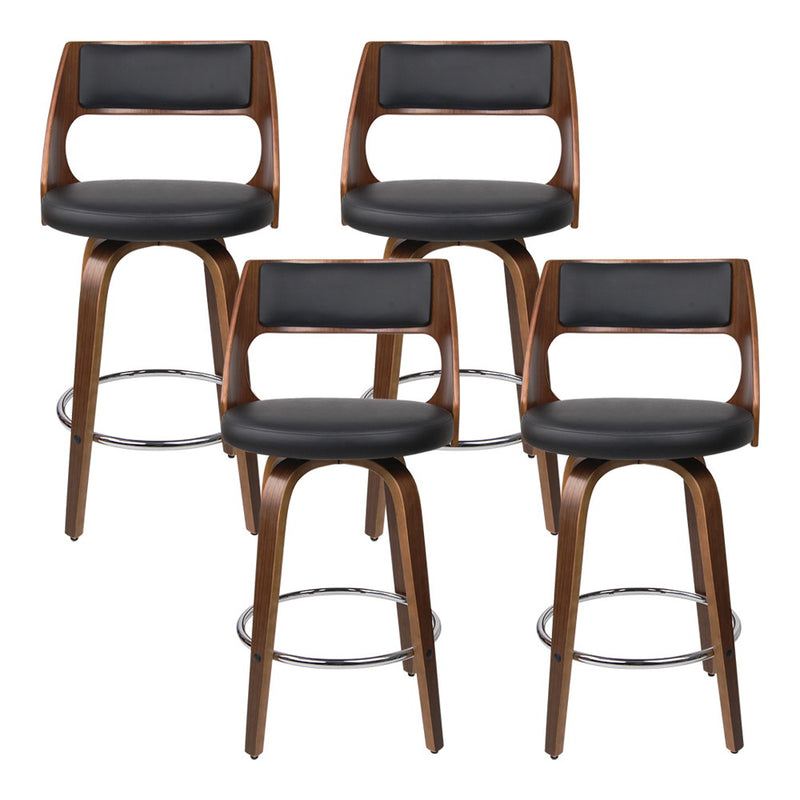 4x Bar Stools Swivel Leather Chair 76cm