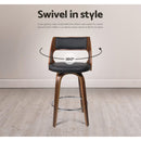 4x Bar Stools Swivel Leather Chair 76cm