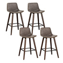 4x Bar Stools Vintage Leather Wooden