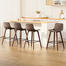 4x Bar Stools Vintage Leather Wooden