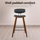 4x Bar Stools Leather Padded w/Backrest