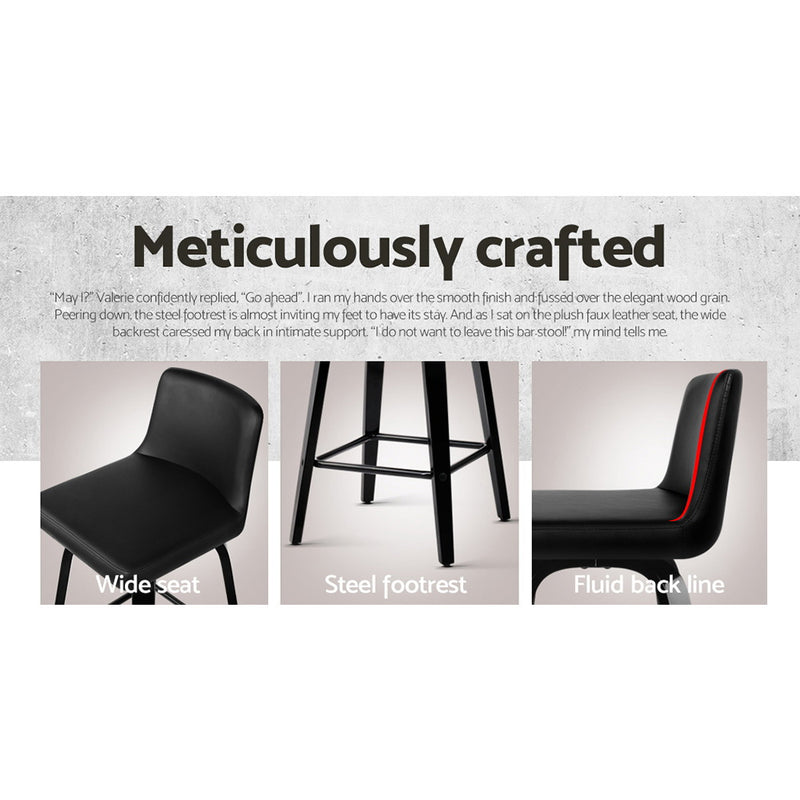 Bar Stools Kitchen Leather Barstools Swivel Wooden Chairs X4