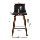 4x Bar Stools Swivel Leather Padded Wooden