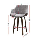 4x Bar Stools Swivel Velvet Padded Wooden