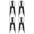 4x Metal Bar Stools Wooden Seat Retro Counter Stool