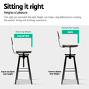 4x Bar Stools Kitchen Dining Chairs Adjustable Wood Stool w/Backrest