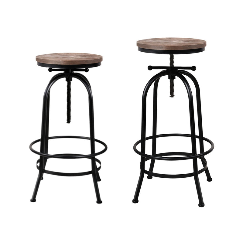 4x Bar Stools Kitchen Dining Chairs Adjustable Wooden Vintage Stool