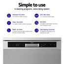 Devanti 60cm 14 Place Settings Freestanding Dishwasher Silver