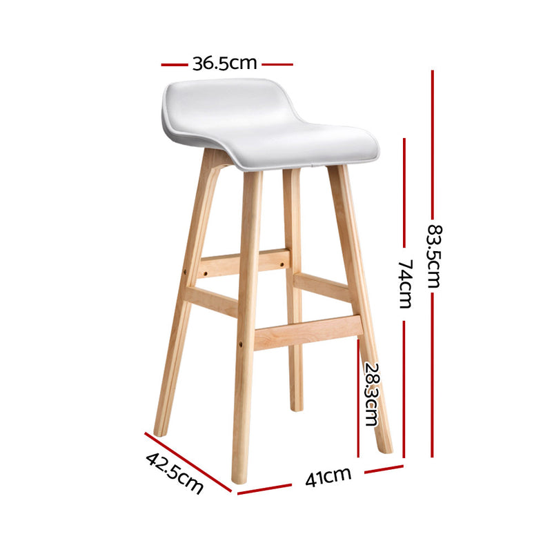 2x Bar Stools Wooden Stool White