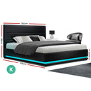 Artiss Bed Frame King Size LED Gas Lift Black LUMI