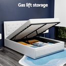Artiss Bed Frame Double Size Gas Lift White TIYO