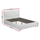 Artiss Bed Frame Queen Size Gas Lift White TIYO