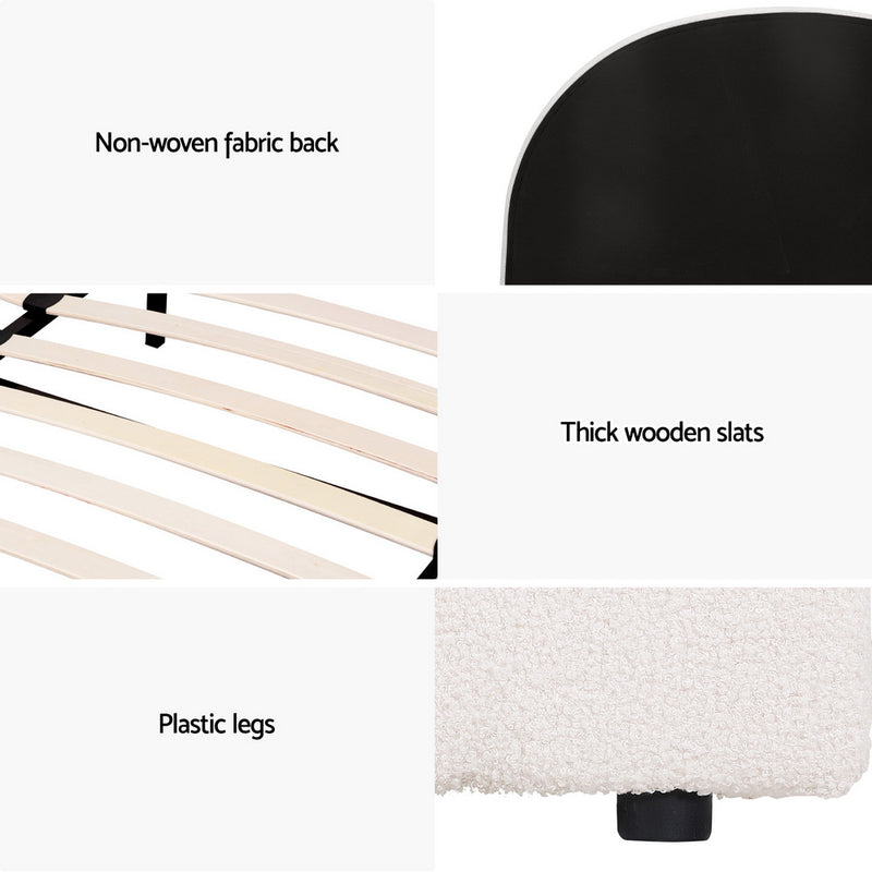 Artiss Bed Frame Gas Lift Strorage Beds Base Platform Boucle Fabric Queen ELLA