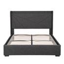 Artiss Double Bed Frame Gas Lift Storage Bed with Charging Ports Upholstered Geometric Headboard Charcoal Grey