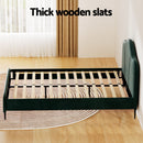 Artiss Bed Frame Queen Size Velvet Dark Green OLAN