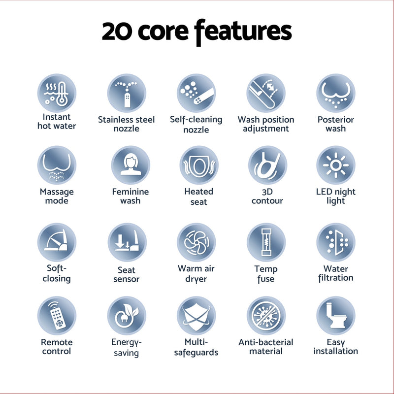 Cefito Electric Bidet Toilet Seat Cover LED Night Light Heated Seat with Remote