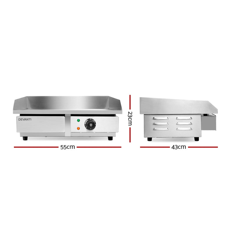 Commercial Electric Griddle 55cm BBQ Grill Plate 3000W