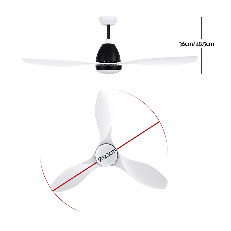 48'' Ceiling Fan DC Motor w/Light w/Remote - White