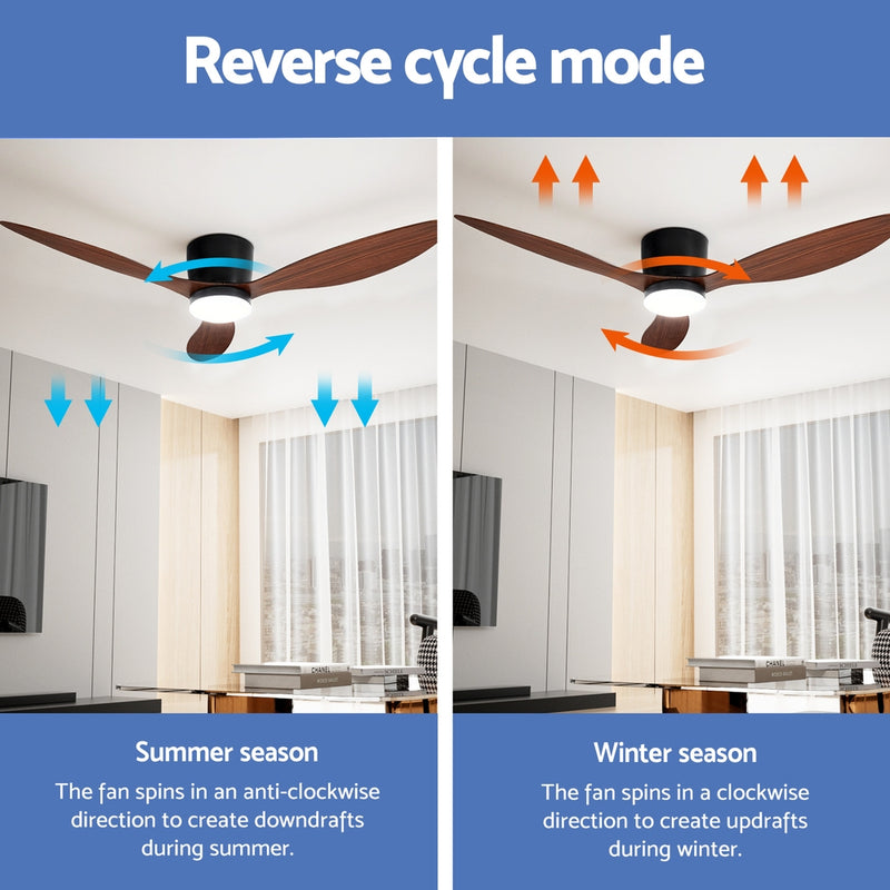 Devanti 52'' Ceiling Fan DC Motor w/Light w/Remote - Dark Wood