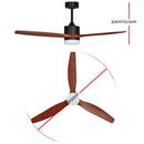 52'' Ceiling Fan AC Motor 3 Blades w/Light - Dark Wood