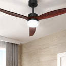52'' Ceiling Fan AC Motor 3 Blades w/Light - Dark Wood