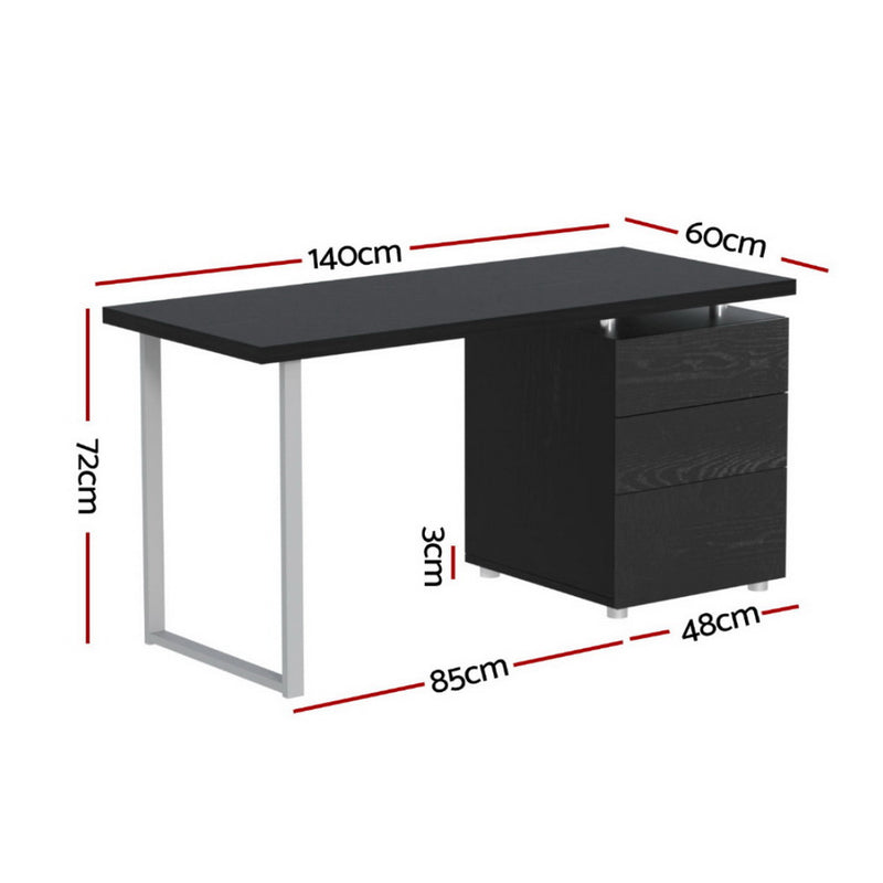 Computer Desk Drawer Black 140CM