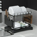 Dish Rack Expandable Drying Drainer Cutlery Holder Tray Kitchen 2 Tiers