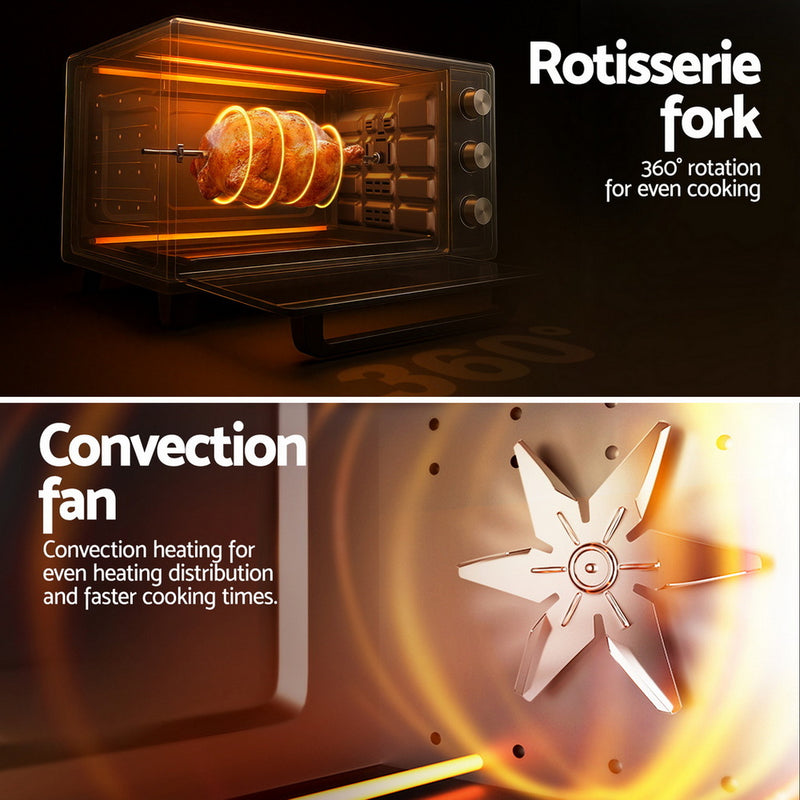 Devanti 30L Convection Oven Electric Fryer Ovens 1600W