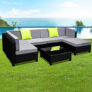 Gardeon 7-Piece Outdoor Sofa Set Wicker Couch Lounge Setting Seat Cover