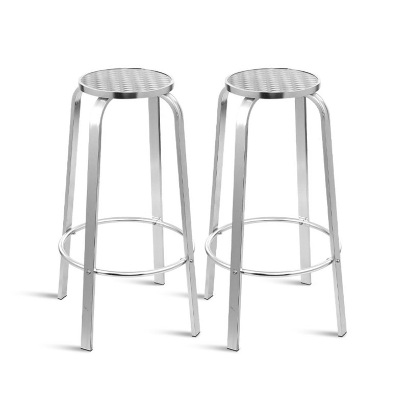 Gardeon 2-Piece Outdoor Bar Stools Patio Indoor Bistro Aluminum Chairs