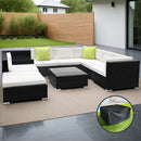Gardeon 9-Piece Outdoor Sofa Set Wicker Couch Lounge Setting Cover