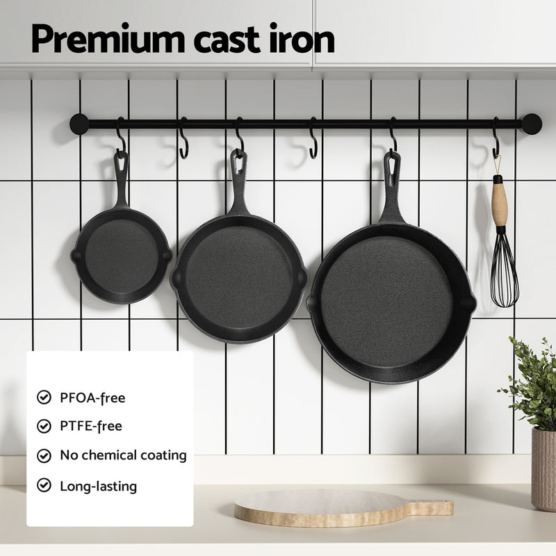 5-star chef Non Stick Frying Pan Cast Iron 3PCS