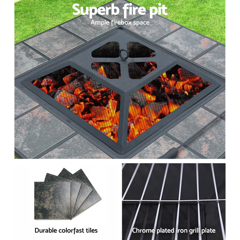 Fire Pit BBQ Grill Ice Bucket 4-In-1 Table