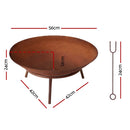 56cm Fire Pit Iron Rustic Bowl Outdoor