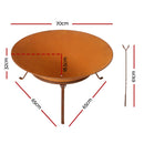 70cm Fire Pit Rustic Iron Bowl Outdoor