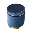 Ottoman Foot Stool Round Velvet Navy